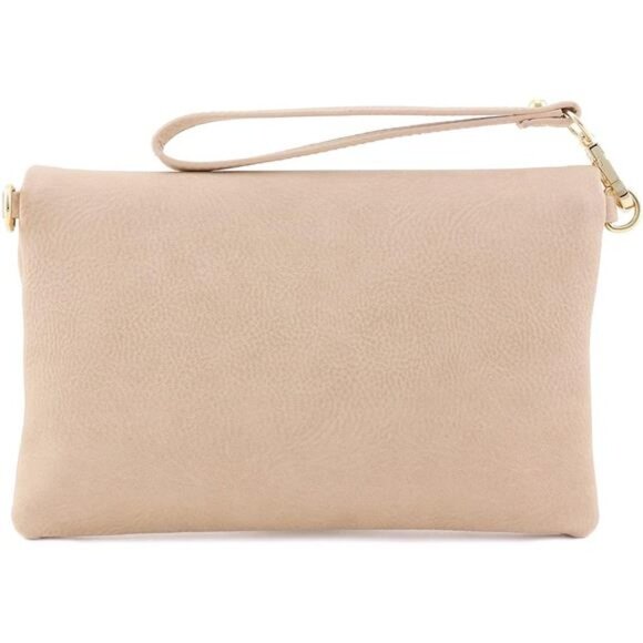 Envelope Wristlet Clutch Crossbody Bag with Chain Strap (Nude) One Size - Picture 4 of 8